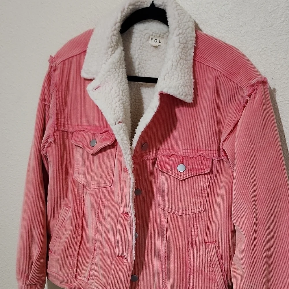 POL Pink and White Teddy Jacket with Sherpa Collar - Picture 10 of 15